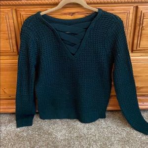 Dark Green cross cross back sweater
